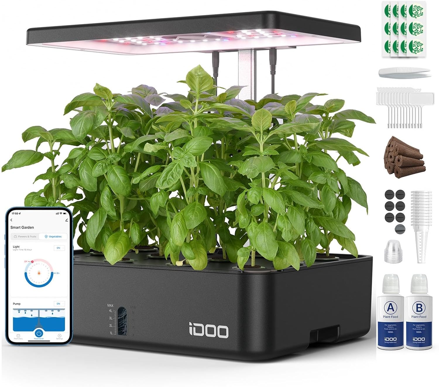 Indoor Garden Kit - 12-Pods-WiFi-Hydroponik-Anbausystem für den Innenbereich, Kräuter-Kit mit
